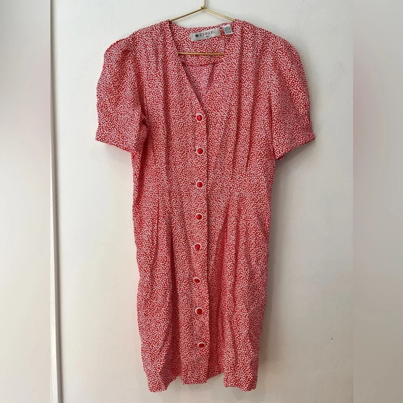 Vintage Ms. Chaus petites Red Dress with buttons - Picture 1 of 6